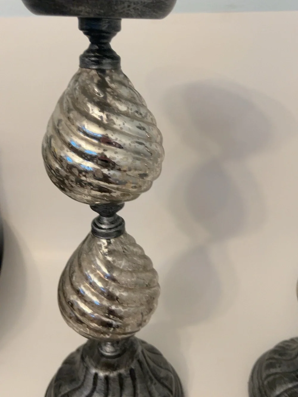 Pair of Pier 1 Mercury Glass Candleholders – 15 Inches